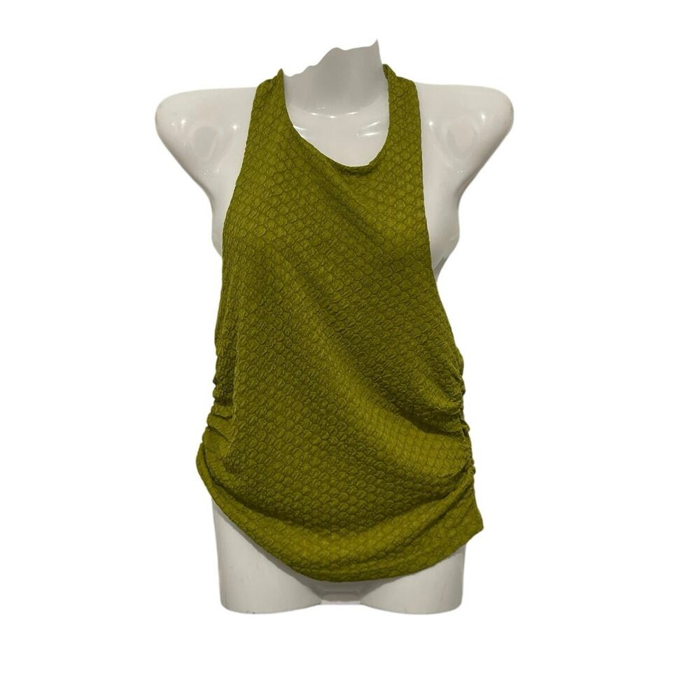 Cider Chartreuse Texture Halter Ruching Top Size M Flirty Beach Festival Y2K